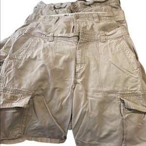 Old Navy Bundle  Cargo shorts 2 are 36W and 1 is 34W.